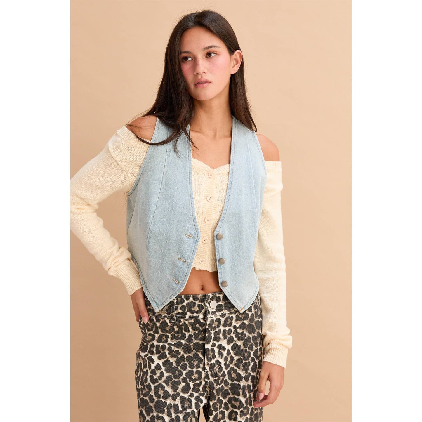 HYFVE - Trendy V-Neck Sleeveless Denim Vest