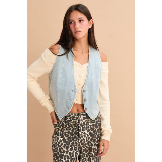 HYFVE - Trendy V-Neck Sleeveless Denim Vest
