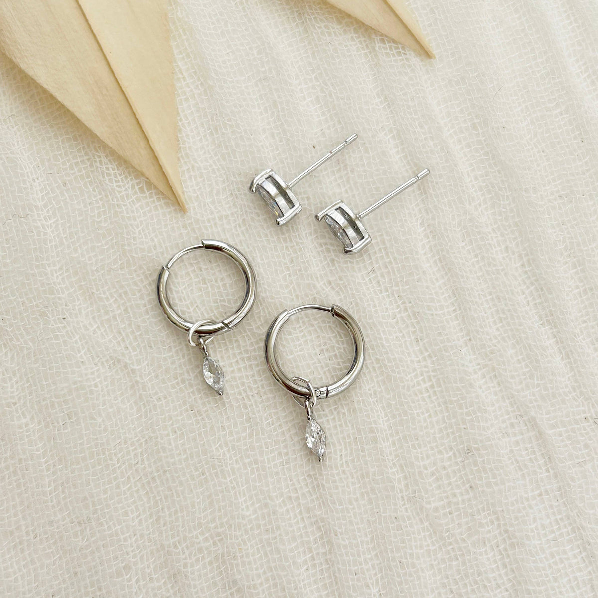 KARA | TOZER - Silver Marquise Hoop Stacking Set #4