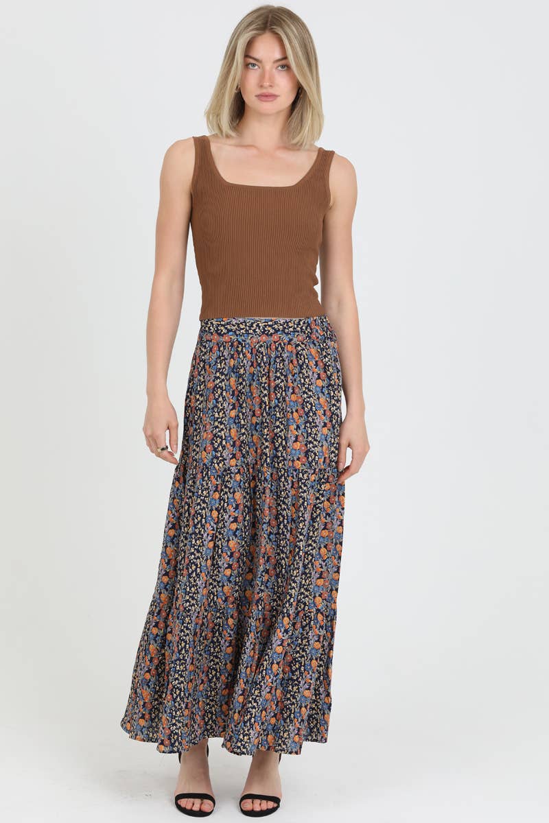 ANGIE - PRINTED MAXI SKIRT WITH SLIT