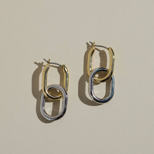 Nickel and Suede - Mixed Metal Chain Link Hoops