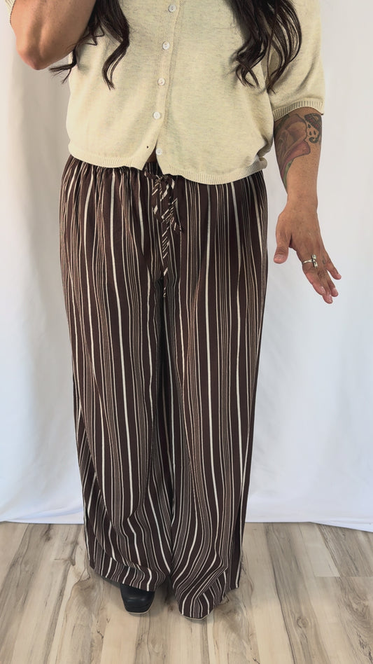 Long Layover stripe pull on breezy pants